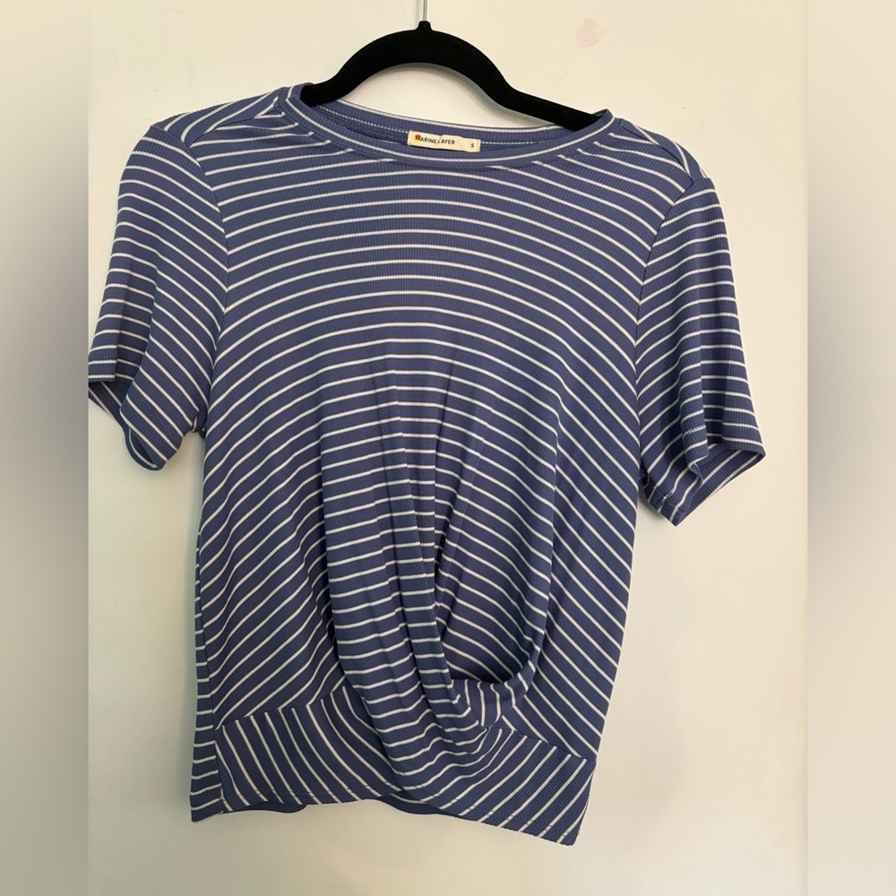 Marine Layer Blue and White Striped Short Sleeve Tee